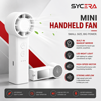 Mini ventilateur portatif rechargeable par USB avec miroir et lampe de nuit, rafraîchisseur d'air portable pour les voyages, le bureau, le maquillage, l'extérieur