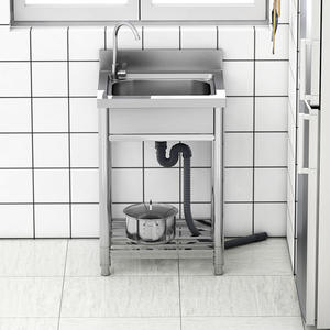 Fregadero de lavabo de <span class=keywords><strong>verduras</strong></span> de acero inoxidable reforzado individual con deflector Soporte de piso Balcón Hogar - Product Image 4
