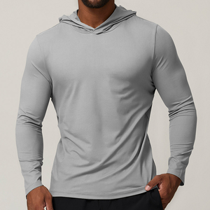 Maglietta da Allenamento Sportiva da Corsa per <span class=keywords><strong>Uomo</strong></span>, <span class=keywords><strong>Manica</strong></span> <span class=keywords><strong>Lunga</strong></span> <span class=keywords><strong>con</strong></span> <span class=keywords><strong>Cappuccio</strong></span>, Asciugatura Rapida, per Fitness - Product Image 2