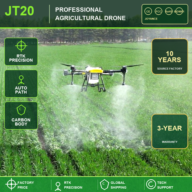 Joyance JT20 Agriculture Drone for Soybean Farm GPS Centrifugal Nozzle Auto Route Planning Carbon Fiber Airframe CE Certified