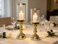 Porte-bougie Hurricane, élégant chandelier à tige haute, bougie pilier en option, taille et finition personnalisables pour table de mariage et décoration intérieure