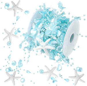 Guirnalda elegante de estrellas de mar blancas, decoración navideña costera, cadena náutica con cuentas para chimenea, repisa, bodas y fiestas. - Product Image 2