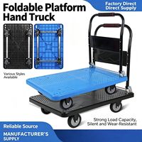 Chariot à main pliable robuste en plastique et acier, grande capacité, capacité de charge de 400 kg avec plateforme épaissie – Offre spéciale