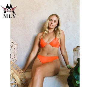 MLY-Traje de baño personalizado de talle alto push-up de talla grande, nueva tendencia, conjunto de 2 piezas con parte inferior de tangas de <span class=keywords><strong>Bikini</strong></span> ajustables - Product Image 5