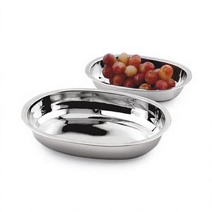 Plat ovale en acier inoxydable, compatible lave-vaisselle, bols de service en métal - Product Image 1