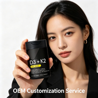 Gélules OEM Vitamine D3 + K2 pour la santé osseuse et immunitaire, absorption améliorée avec MCT, Vitamine D3 5000 UI + K2 100 mcg