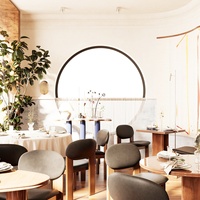 Mobilier de restaurant de luxe brutaliste, ensembles de présentation commerciaux personnalisés, éclairage LED, écologique, durable, étanche pour restaurant
