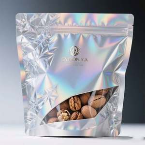 Premium Holographic <b>Vacuum</b> <b>Sealed</b> Stand up Pouches for Pet <b>Food</b> Sushi Nuts & for with Custom Dye-Cut Window Moisture Proof - Product Image 2