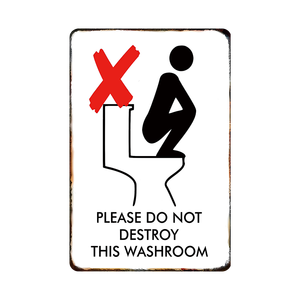 Pas de quantité minimale de commande 20*30cm Slogan étain signes Vintage rétro salle de bain toilette plaques métalliques <span class=keywords><strong>pour</strong></span> toilettes affiche <span class=keywords><strong>porte</strong></span> décoration murale - Product Image 3