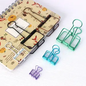 Harga Murah 19Mm Aneka Warna Alat Tulis Hollow Out Binder Klip Kawat Logam Skeleton Binder Clip