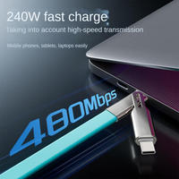 Cable de Carga Rápida 2 en 1 de Aleación de Zinc de Alta Velocidad, 240W, Cable de Datos PD de Silicona Líquida, Tipo C, USB, para Teléfono Móvil y Tableta