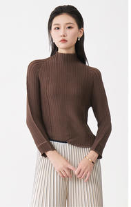 Blusa Plisada con Cuello Alto para Mujer, 100% Poliéster, Estilo Casual Holgado, Secado Rápido, Estilo Coreano, Venta al Por Mayor en Línea - Product Image 5