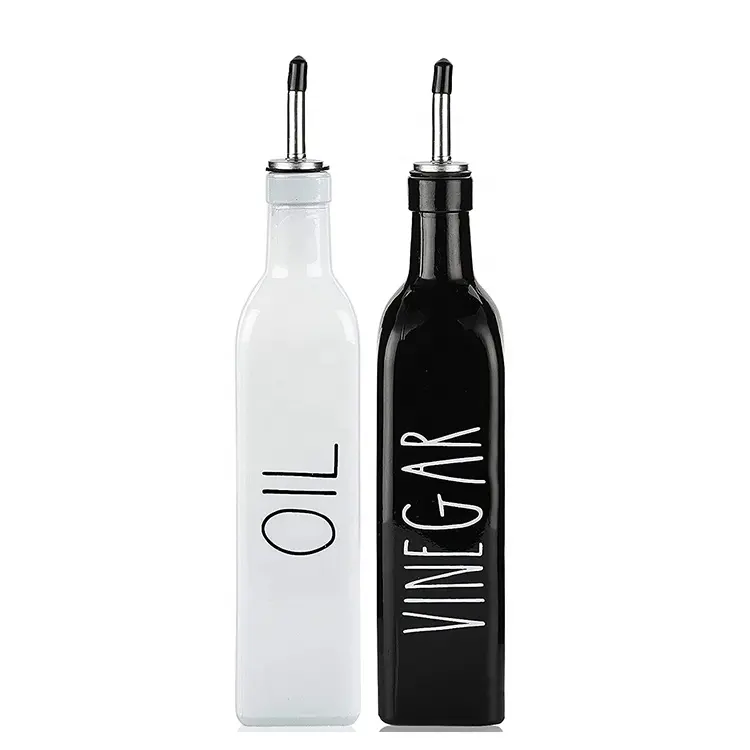 New Design Kitchen Glass Olive Oil Pourer Bottle Oil Dispenser Jar Vinegar and Oil Bottle Dispenser
