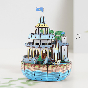 Rompecabezas 3D creativos de nuevo estilo, juguetes de Castillo de <span class=keywords><strong>carrusel</strong></span> personalizados DIY, rompecabezas de madera, caja de música 3D para niños - Product Image 2