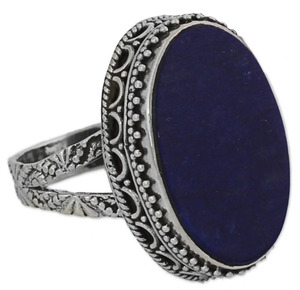 100% Real Awesome Lapis Gemstone 925 Anillo de plata esterlina Hermosa joyería de plata de moda Eternity Vermeil Anillos Fabricante - Product Image 3