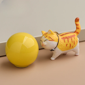 Manijas y pomos de gabinete con diseño de gato de dibujos animados, creativos y lindos, con base de latón, para gabinetes de cocina, ideales para la habitación de los niños. - Product Image 1