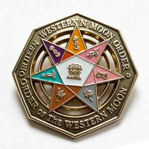 Western Moon Eight-Pointed <b>Star</b> Cross <b>Design</b> Hard Enamel for with Other Plating Customizable Metal Badge for Christmas - Product Image 6