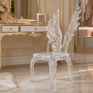 เก้าอี้รับประทานอาหารพนักพิงสูงทำจากเรซิ่นใสคุณภาพสูง รุ่น Platinum Crystal Queen สำหรับตกแต่งลานบ้าน งานแต่งงาน และวิลล่า - Product Image 6