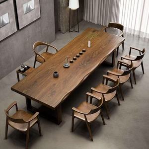 Tavolo da Pranzo in <span class=keywords><strong>Legno</strong></span> di Quercia Massiccio con Bordo Naturale, 6 Posti, Personalizzabile, Arredamento Moderno per Casa e Cucina, Direttamente dalla Fabbrica - Product Image 1