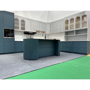 Fabricante Australiano de Cocinas Profesionales, Gabinetes de Cocina Modernos Modulares Blancos de Alto Brillo con Isla de Diseño Redondo - Product Image 2