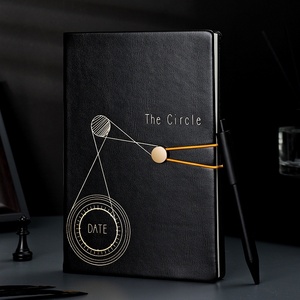 Cá nhân hoá A5 máy tính xách tay màu đen kinh doanh kỷ lục sinh viên tay sổ cái có thể in với A3 Kích thước da Bìa chủ đề may RÀNG BUỘC - Product Image 2