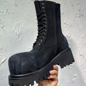 לקבל מותאם אישית bootie גברים נשים סביב הבוהן תחרה החלקה החלקה עמיד עבה הבלעדית צ 'אנקי עבודה עם רוכסן - Product Image 6
