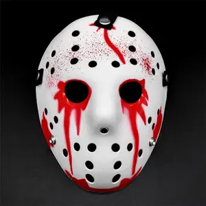 Red And White Color Plastic Jason Voorhees Mask Masquerade Party Halloween Scary Mask