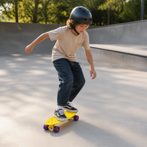 Mini-<span class=keywords><strong>skateboard</strong></span> compact 22 pouces en plastique jaune <span class=keywords><strong>pour</strong></span> enfants, idéal <span class=keywords><strong>pour</strong></span> les trajets quotidiens et le plaisir, logo personnalisé, vente en gros OEM - Product Image 5