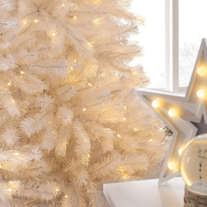 Sapin de Noël artificiel blanc pré-éclairé Longstar, branches moelleuses, support métallique robuste, idéal pour la décoration de Noël - Product Image 2
