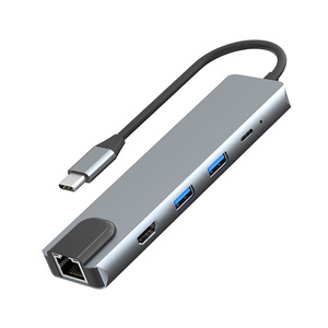 Justlink 5 trong 1 USB Loại C để HDMI USB3.0 Hub pd65w RJ45 100m Type-C adapter cáp cho markbook Pro Samsung Multiport Hub - Product Image 5