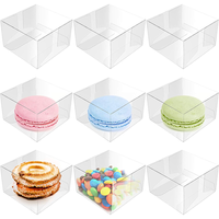 Boîte en plastique PET transparente, pliable, carrée, pour macarons, bonbons, emballage alimentaire, cadeau de boulangerie, conteneur pour cadeaux, taille personnalisée