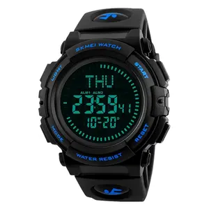 Azul del reloj Skmei 1290 a prueba de golpes a prueba reloj brújula hombres reloj digital Reloj resistente al agua