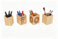 Porte-stylos en bambou naturel, porte-stylos de bureau en bois écologique, organiseur de papeterie multifonctionnel pour stylos, marqueurs, maison, bureau, école