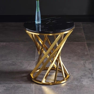 HYC-T304 Minimaliste lumière luxe canapé côté armoire salon <span class=keywords><strong>table</strong></span> <span class=keywords><strong>de</strong></span> <span class=keywords><strong>chevet</strong></span> en acier inoxydable <span class=keywords><strong>marbre</strong></span> petite <span class=keywords><strong>table</strong></span> basse pour hôtel - Product Image 2