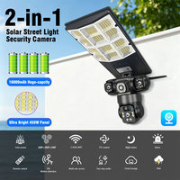 Caméra CCTV solaire V380 Pro PTZ avec éclairage de rue, triple objectif, sécurité extérieure, audio bidirectionnel, vision nocturne couleur
