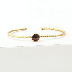 Bracelet manchette en amazonite naturelle rare bracelet vert réglable bijoux en plaqué or design à la main bracelet cadeau d'anniversaire pour mère - Product Image 4