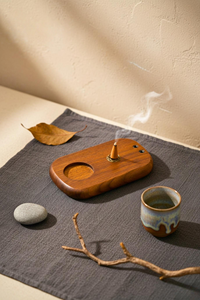 Articles de décoration intérieure : Brûleur d'encens en bois, support en laiton pour bâtonnets d'encens et sauge, porte-encens parfumé - Product Image 4