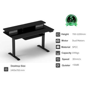 طاولة مريحة مزدوجة الطبقة قابلة للتعديل ارتفاع كهربائي قابل للتعديل واقفة مكتب كمبيوتر مكتب إطار مع أدراج - Product Image 2