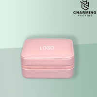 Boîte de rangement pour bijoux en cuir PU de luxe, vente en gros, avec logo personnalisé, portable
