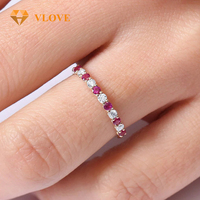 VLOVE Proveedores de joyería fina Anillos de moda 14K Anillo de Bodas de rubí y diamantes de Punta compartida