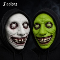 Masque d'horreur d'Halloween fantaisie, démon souriant effrayant aux yeux blancs, accessoire de costume intégral pour maison hantée, mascarade, cosplay, fête