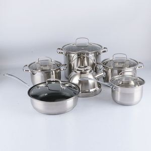 Batterie de cuisine en acier inoxydable de qualité supérieure pour la maison, ensemble de casseroles avec couvercles en verre et bouilloire, vente en gros d'usine - Product Image 6
