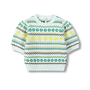 2025 personnalisé OEM & ODM dames automne <span class=keywords><strong>pull</strong></span> <span class=keywords><strong>à</strong></span> manches courtes <span class=keywords><strong>à</strong></span> manches bouffantes <span class=keywords><strong>pull</strong></span> Jacquard <span class=keywords><strong>à</strong></span> point de flotteur - Product Image 2
