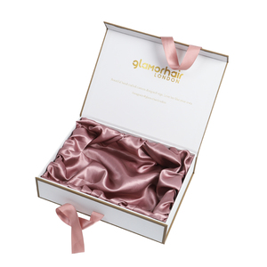 Boîtes cadeaux pour perruques et extensions de cheveux, boîtes rigides de luxe avec doublure en satin magnétique, revêtement UV, gaufrage, personnalisables, recyclables, carton gris - Product Image 1