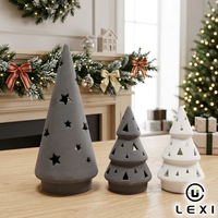 LEXI Ensemble d'ornements de Noël en porcelaine style nordique, couleur personnalisable gris et blanc, finition mate, design étoile creuse, pour la maison et les fêtes