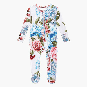 Jambear Combinaison de nuit pour bébé et tout-petit en bambou, à fermeture éclair, avec volants et fermeture aux pieds - Product Image 4