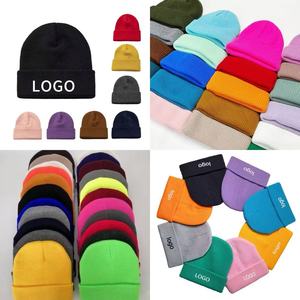 工厂批发冬季帽子 带定制徽标的亚克力无檐小帽 - Product Image 1