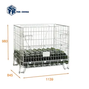 Stackable Burgundy Wire Mesh Container For Storage Of 500 Wine Bottles