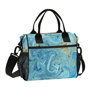 Impressão personalizada portátil 6 pessoa Deep Blue Thermal Picnic Basket Isolado Lunch Cooler Bag para viagens ao ar livre