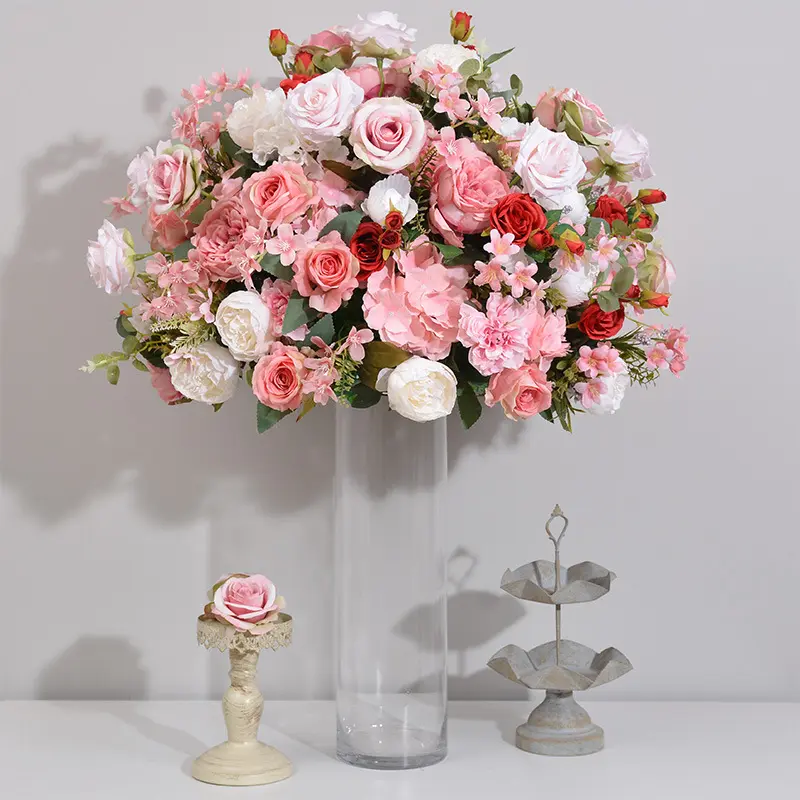 Dekoratif masa koşucu Garland düğün Centerpiece düzenleme dekorasyon topu yapay çiçek Centerpieces